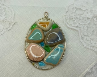 Sea Glass Ornament, Easter Egg in resin.