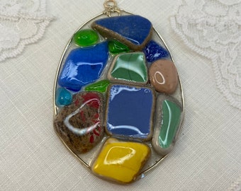 Sea Glass Ornament, Easter Egg in resin.