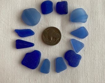 Sea glass, genuine surf tumbled blue.