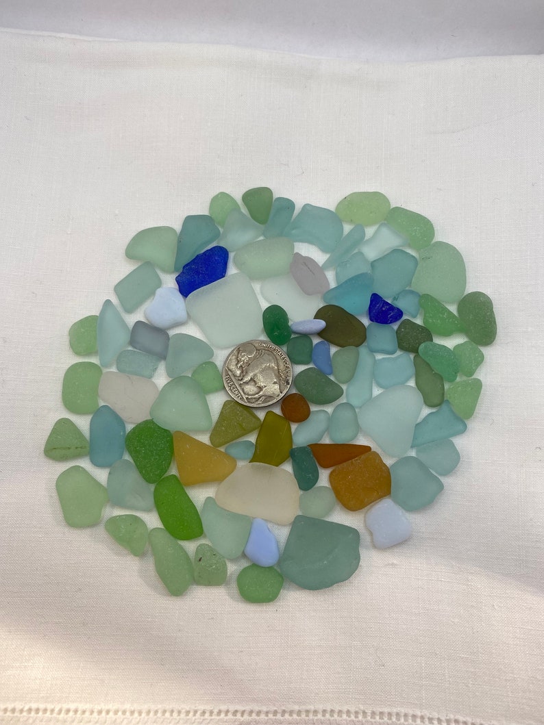 Sea glass surf tumbled, mixed colors. image 1