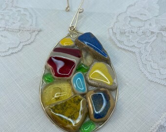 Sea Glass Ornament, Easter Egg in resin.