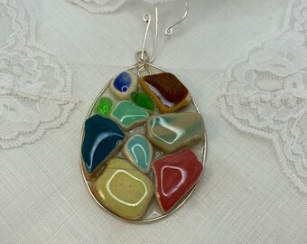 Sea Glass Ornament, Easter Egg in resin.