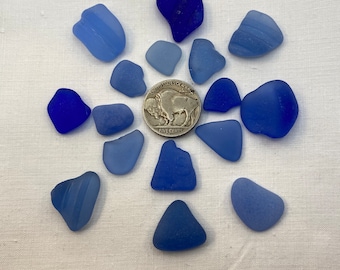 Sea glass, genuine surf tumbled blue.