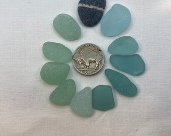 Sea glass, genuine surf tumbled shades of seafoam and teal. Wishing stone included.