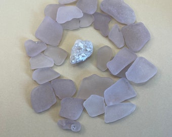 Sea glass - Lavender seaglass - genuine surf tumbled sea glass. A small agate is also included.