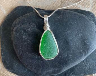 Sea glass necklace - Emerald Green Sea Glass