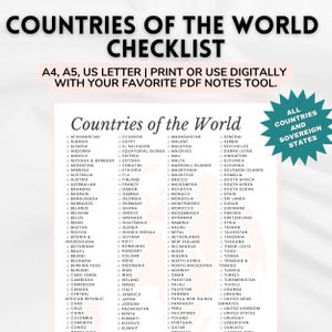 Checklista för utskrivbara länder i världen | Reselista i PDF-format | Lista över länder jag har besökt | Inlägg till reseplanerare för världen