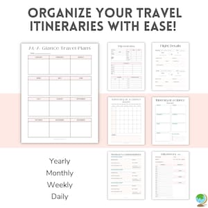 Travel Planner Printable Bundle: Trip Itinerary, Travel Tracker, Budget ...