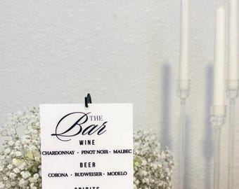 Bar drink sign | Bar menu | Drink sign | Cocktail bar sign | Wedding cocktails bar menu | Wedding bar sign |