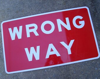 wrong way sign etsy