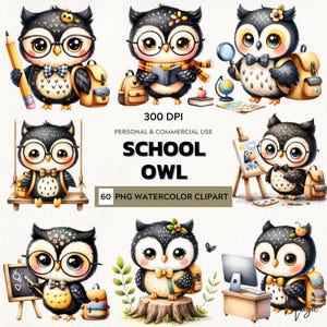 Whizzy Owls – Watercolor Clipart for Cute Classroom Vibes