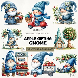 Blooming Joy - Watercolor Clipart set of Cute Spring Gnomes