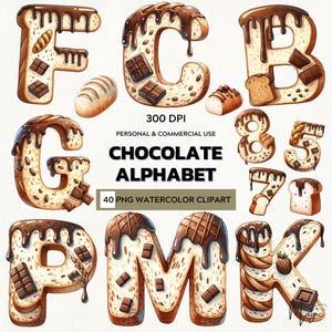 Sweet Indulgence – Watercolor Clipart Set of Chocolate Alphabets