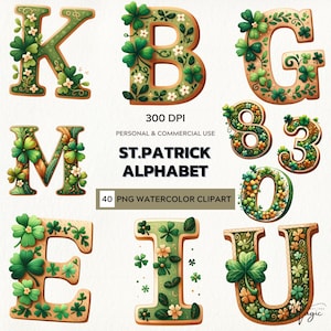 Lucky Charm Alphabet – Watercolor Clipart Set for St. Patrick's Day Crafts