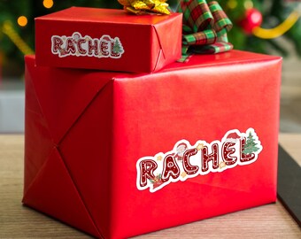 Personalized Christmas Name Stickers/Custom Christmas Present Labels/Christmas Name Labels for Holiday Gifts/Xmas Gift Tags/Cartoon Stickers