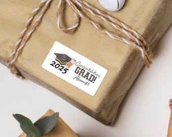 2025 Graduation Custom Personalized Sticker/Grad Cap Party Favor Labels/Graduation Announcement Envelope Seals Stickers/Grad Gift for Her