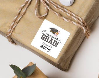 Personalised Sticker for Graduation | Custom Labels | 2025 Graduation Party Favor Sticker | Grad Cap Stickers | Custom Graduation Gift Tags
