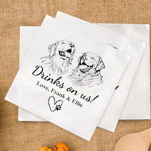Custom Dog Wedding Napkins Pet Photo Personalized Cocktail Napkins Wedding Serviettes Custom Cat Napkins Martini Birthday Party Decorations