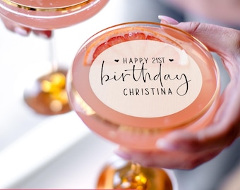 Essbare Getränkedeckel zum 21. Geburtstag - Benutzerdefinierte Champagner- und Cocktail-Topper zum 21. Geburtstag, Party-Dekoration zum 21./30./40