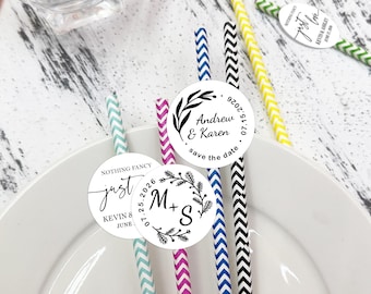 Bulk Custom Wedding Straws/Wedding Reception Cocktail Straws/Paper Straws for Bachelorette/Anniversary/Engagement/Wedding Party Decorations