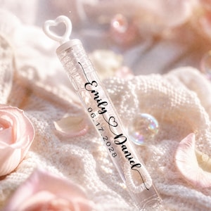 Personalized Pre-Filled Bubble Wands/Custom Name Bubble Tubes/Wedding Party Favors/Bridal Shower Engagement Outdoor Ceremony Reception Gifts