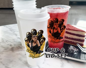 Custom Birthday Party Cups, Personalized 21st, 25th, 30th Birthday Gift for Her, Custom Party Favor Cups, Birthday Photo Cup, Party Supplies