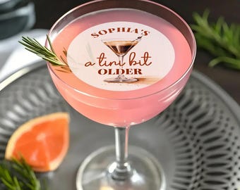Edible Cocktail Toppers/Tini Bit Older Drink Topper/Dirty Martini Birthday/Custom Birthday Topper/Martini Birthday Favor/30th Birthday Decor