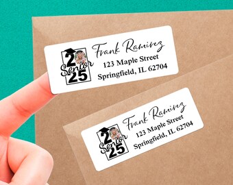 Class of 2025 Graduation Return Address Stickers/Personalized Photo Return Address Label/Senior Collage Cap Graduation Address Label Sticker