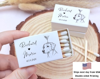Custom Wedding Matchboxes, Wedding Favor Matches, Wedding Party Decor, Personalized Dog Matches, Engagement Gift Matchbook, Bulk Match Boxes