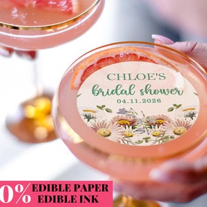Personalized Edible Cocktail Drink Garnish Dics/Bridal Shower Cupcake Toppers/Bridal Shower Decorations/Bulk Wedding Reception Drink Toppers