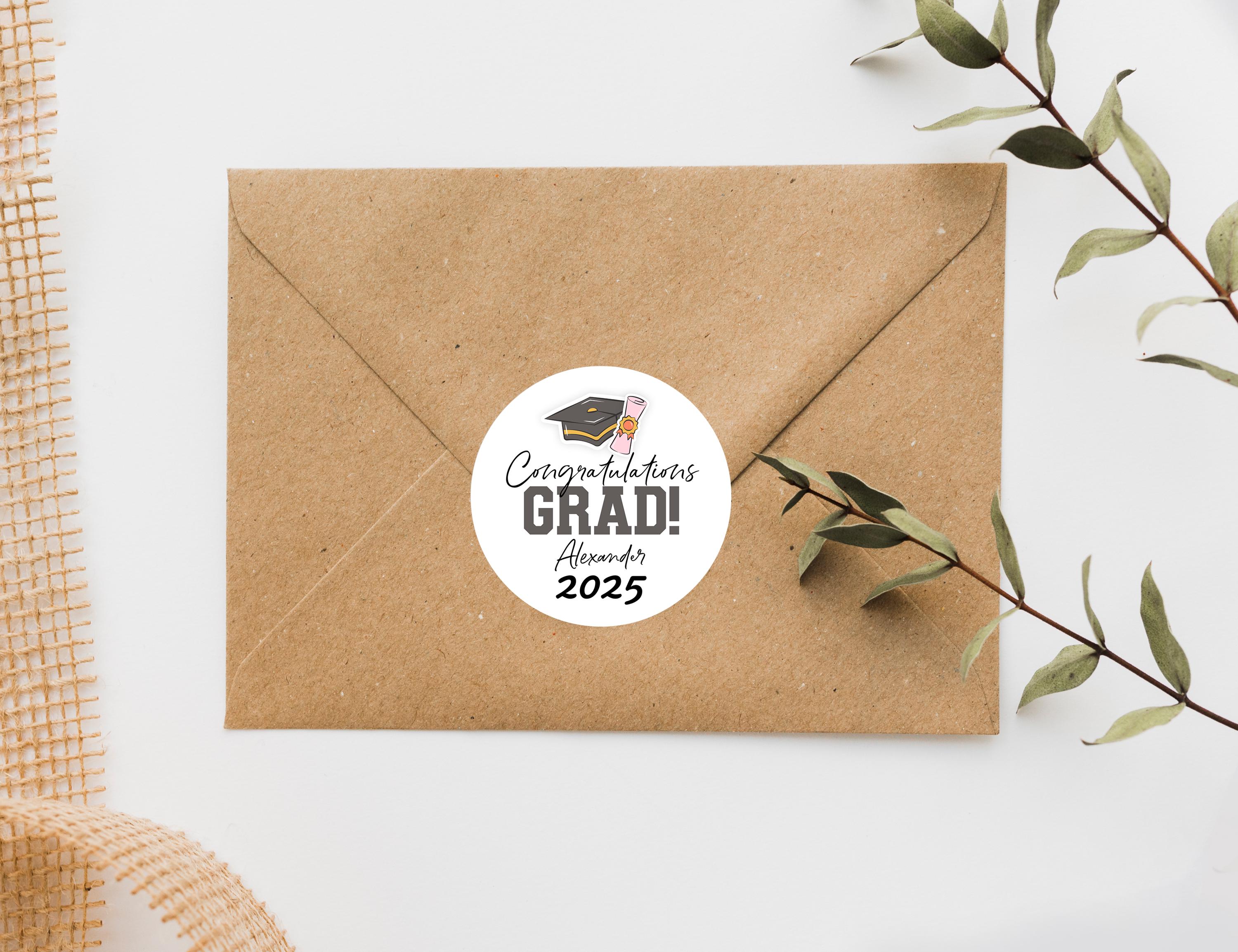 Graduation Party Favor Labels/grad Cap Class of 2025 Custom Sticker ...