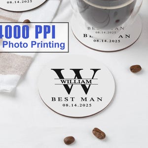 Custom Best Man Monogram Coasters/Groomsmen Gift Ideas/Wedding Table Decor/Bulk Wedding Drink Mat Favors/Best Man Proposal Gift/Wedding Gift