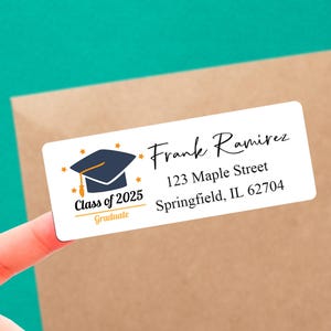 Class of 2025 Graduation Return Address Labels Senior Collage Cap Graduation Announcement Personalized Classic Simple Address Label Stickers