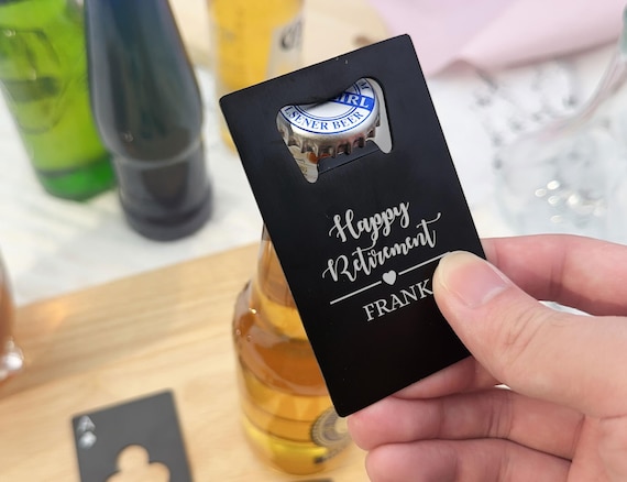 Personalized Stainless Steel Credit Card Bottle Opener with Name/Custom Retirement Party Favors For Colleague/Retirement Gift Coworkers
