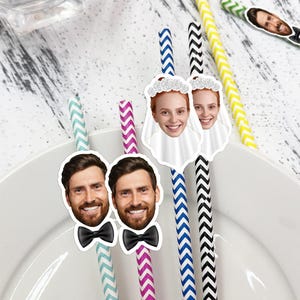 Benutzerdefinierte Hochzeit Cocktail Strohhalme/Bachelorette Party Braut Gesicht Strohhalme/Braut Kopf Getränk Dekorationen/Bachelor Bräutigam Foto Stroh/Braut Schleier Dekor