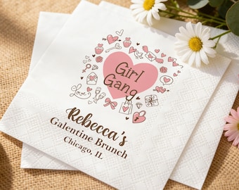 Custom Girl Gang Cocktail Napkins, Personalized Galentine’s Day Napkins, Girls Night Party Napkins, Galentines Brunch Table Decor, BFF Party