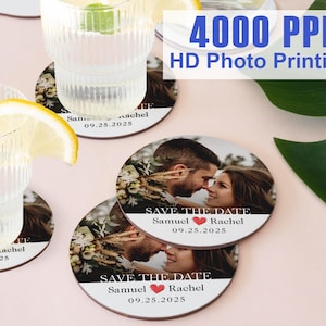 Wedding Coasters/Photo Save The Date Custom Coasters/Wedding Favor/Personalized Gift Coasters/Wedding Shower Favors/Valentines/Party Favors