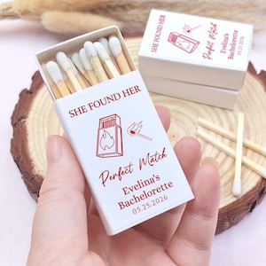 She Found Her Perfect Match Matchboxes – Personalized Bachelorette & Bridal Shower Favors, Custom Matchbook Art, Destination Wedding Matches