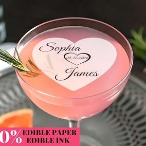 Personalized Edible Wedding Drink Toppers, Custom Wafer Paper Cocktail Toppers, Bridal Shower Cupcake Toppers, Anniversary Party Decorations