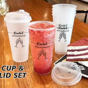 Custom Bridal Party Cups in Bulk/Frosted Cup Gifts for Bridal Shower/Personalized Wedding Plastic Cups/Maid of Honor Cups/Hen Party Favors