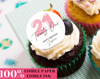 Benutzerdefinierte 21. Geburtstag Cupcake Toppers Geburtstagsparty Dekorationen 21. Geburtstagsparty Essbare Cocktail Toppers Essbare 30., 40. Geburtstag Dekor