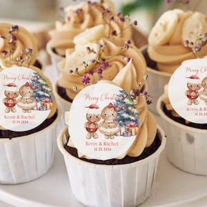 Edible Cupcake & Cookie Toppers/Christmas Cupcake Toppers/Edible Christmas Toppers/Christmas Party Decorations/Edible Holiday Cake Toppers