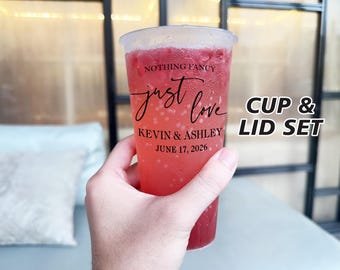 Personalized Frosted Cups for Wedding Favors, Wedding Party Shatterproof Flex Drinkware, Minimalist Wedding Plastic Cups, Custom Event Gifts