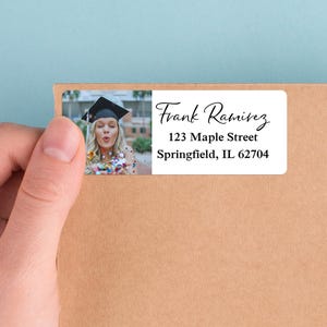 Custom Photo Address Labels for Graduation, 2025 Graduation Return Address Stickers, Personalized Mailing Labels, Envelope Address Labels