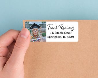 Custom Photo Address Labels for Graduation, 2025 Graduation Return Address Stickers, Personalized Mailing Labels, Envelope Address Labels
