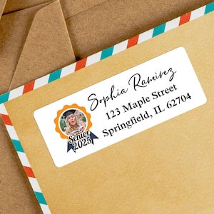 Graduation Return Address Labels with Photo/Personalized Printed Return Address Labels/2025 Grad Return Address Stickers/Mailing Stickers