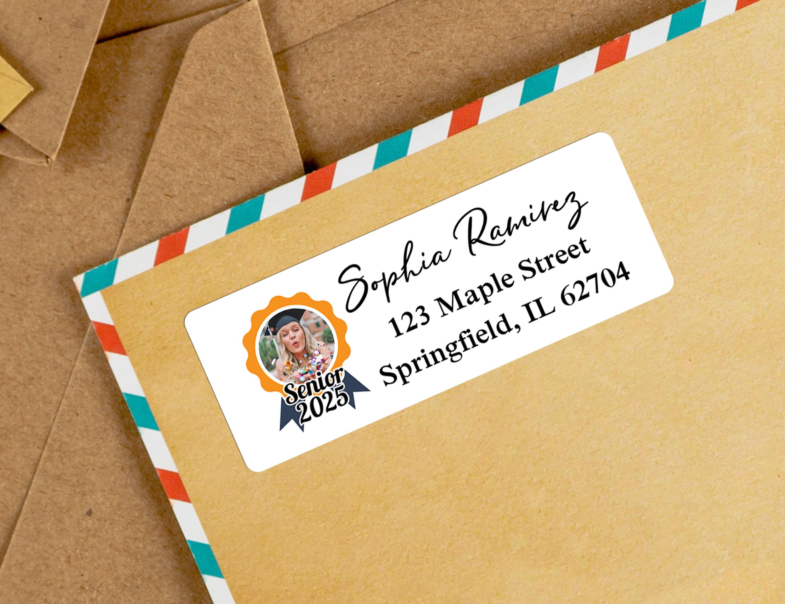 Graduation Return Address Labels with Photo/Personalized Printed Return Address Labels/2025 Grad Return Address Stickers/Mailing Stickers
