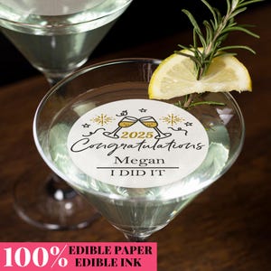 Edible Cocktail Toppers Graduation Party Decorations/Congrats Grad Drink Toppers/Grad Party Decor/Class of 2025 Graduation Cupcake Toppers