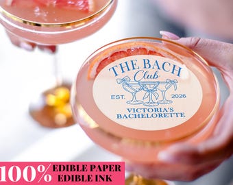 Edible Cocktail Toppers, Custom The Bach Club Drink Toppers, Last Toast On The Coast, Martini Bachelorette Party Drink Toppers, Bach Weekend