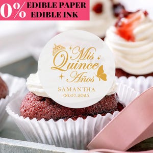 Edible Cupcake Toppers/Personalized Mis Quince Años Drink Toppers/Quinceañera Party Decor/Sweet 16 15 Cocktail Toppers/Big Party Decorations